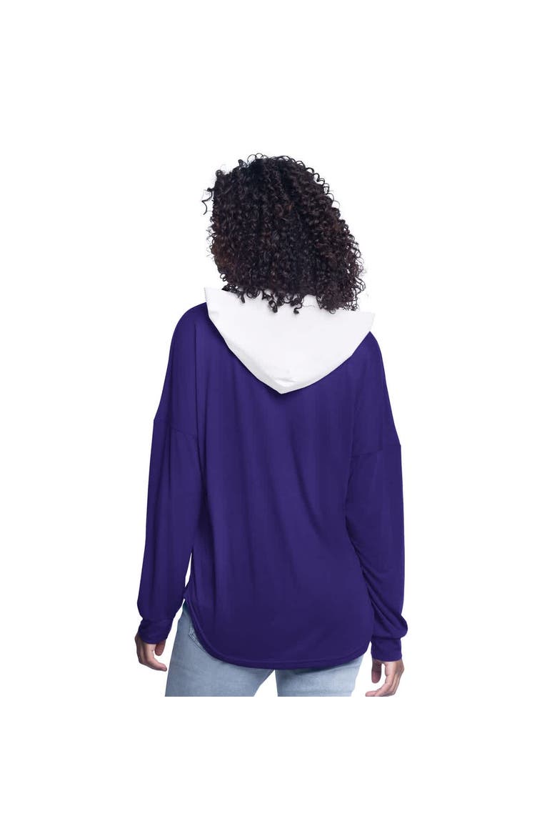 Women's G-III 4Her by Carl Banks Purple Los Angeles Lakers Bench Player Oversized Long Sleeve Hooded Top, Alternate, color, Purple