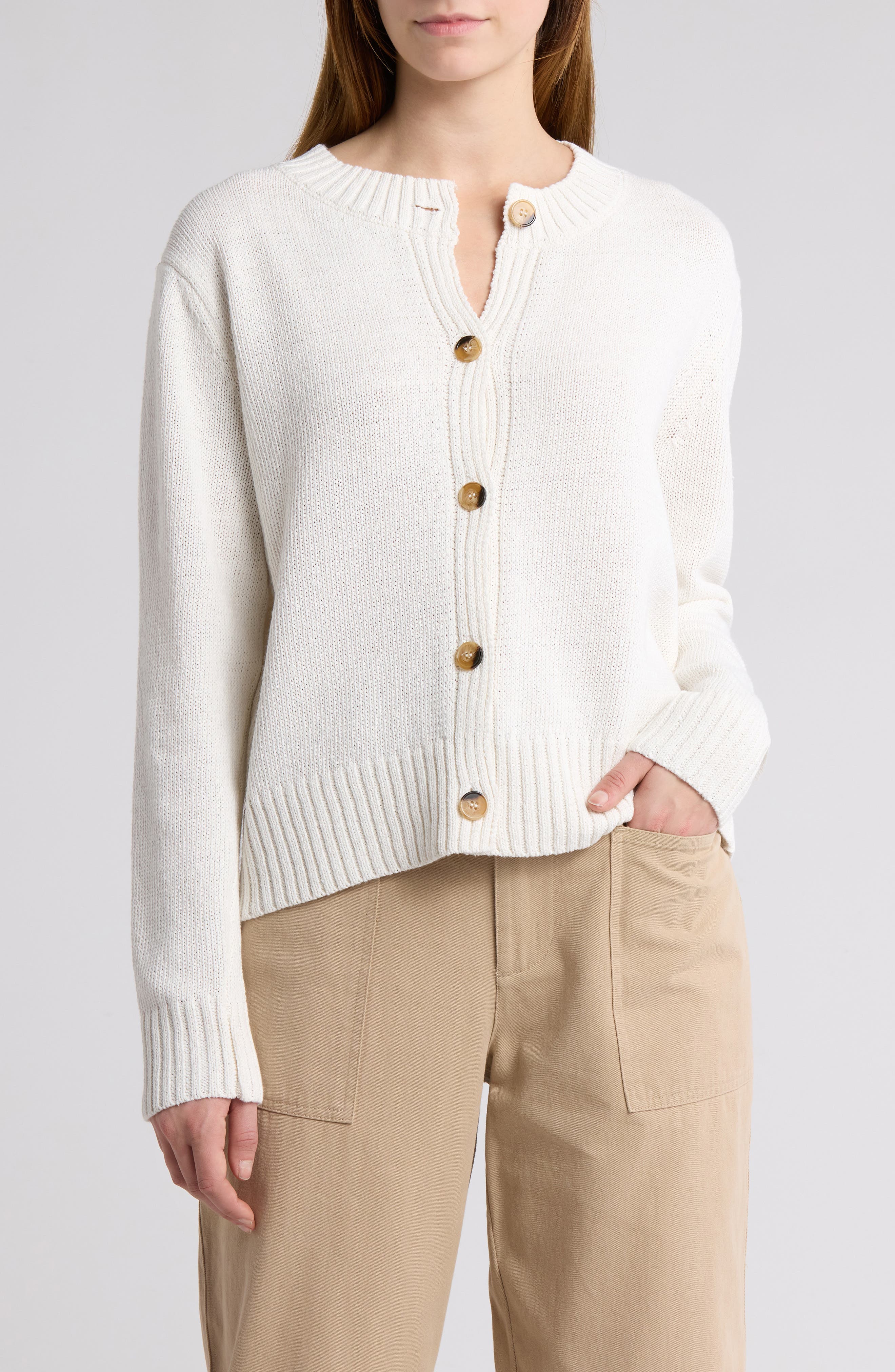 Elodie Crewneck Button Front Cardigan