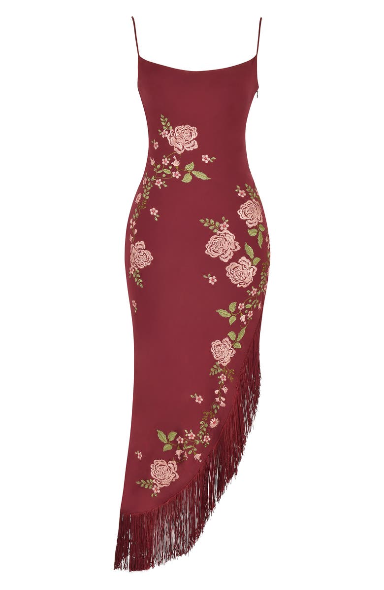 HOUSE OF CB Eloisa Asymmetric Midi Slipdress, Alternate, color, Wine