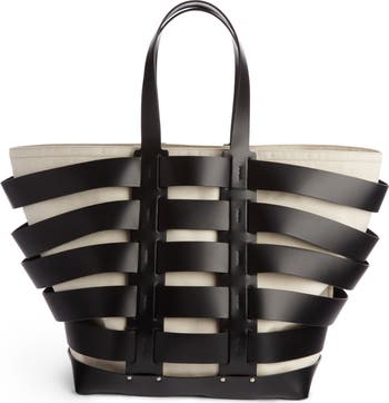 Rabanne paco rabanne Cage Leather & Canvas Tote | Nordstrom