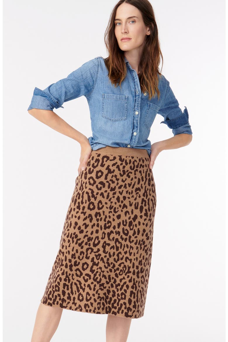 Leopard Sweater Skirt, Alternate, color, HEATHER ACORN COFFEE