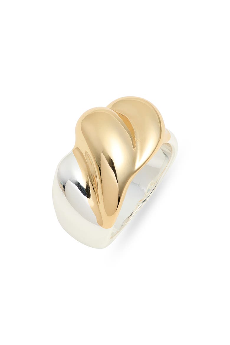 Two-Tone Curved Dome Ring, Main, color, GOLD- SILVER