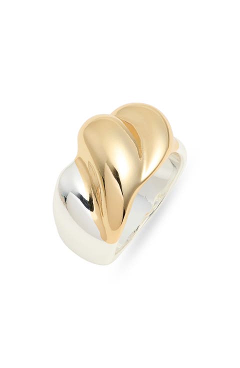 Two-Tone Curved Dome Ring