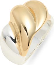 Open Edit Two-Tone Curved Dome Ring