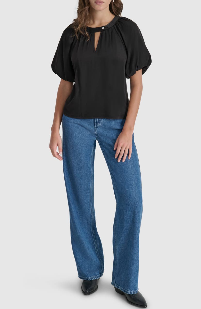 DKNY Bubble Sleeve Satin Top, Alternate, color,
