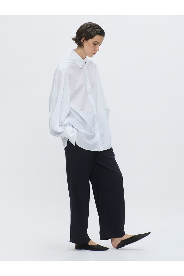 VIOLA Pleated sleeve shirt Black, Alternate, color, White