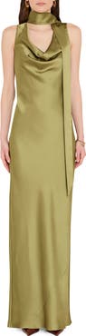 Amanda Uprichard Paula Scarf Detail Maxi Dress