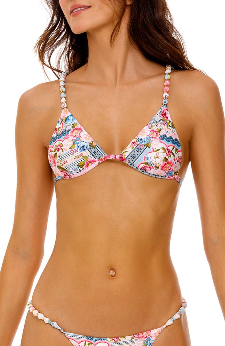 Agua Bendita Belle Meraki Bikini Top, Main, color, Pink Multicolor