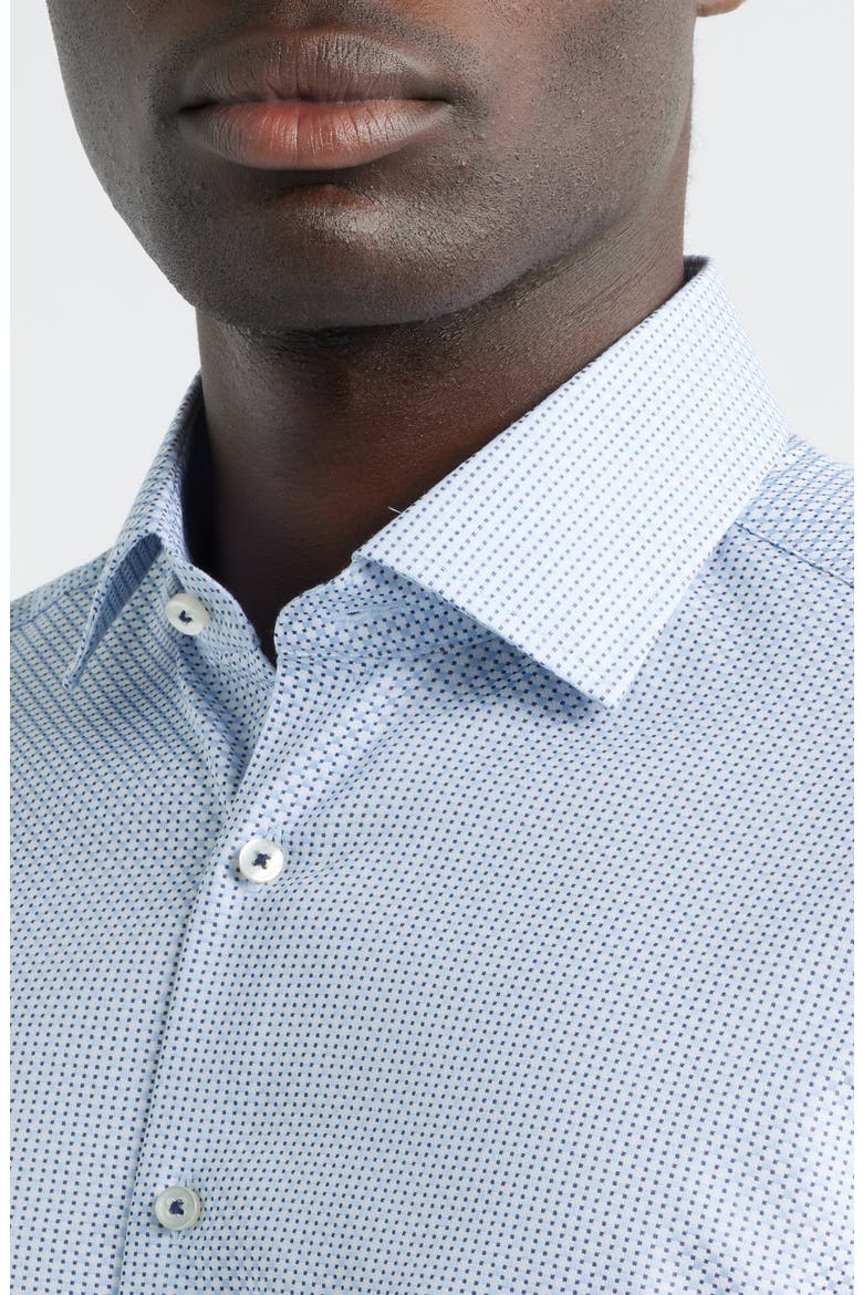 Modern Fit Micropattern Non-Iron Cotton Dobby Dress Shirt, Alternate, color, BLUE