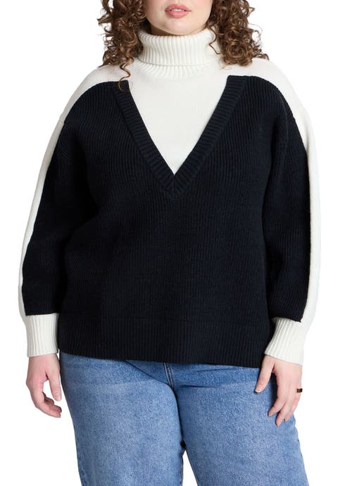 Mixed Knit Turtleneck (Plus Available)