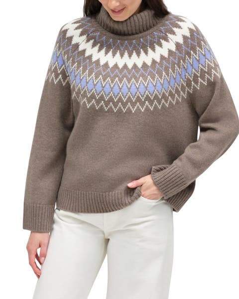 Wool-Cashmere Fair Isle Rollneck Sweater