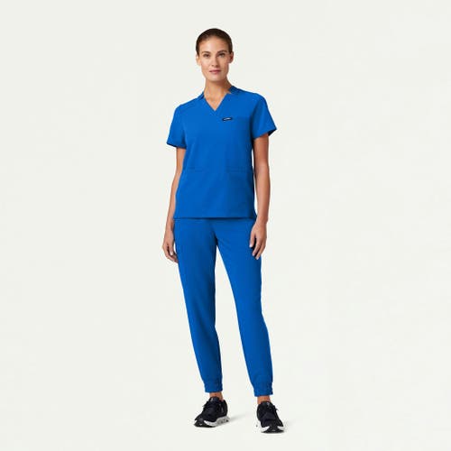 Jaanuu 3-pocket Classic Notched V-neck Scrub Top In Blue