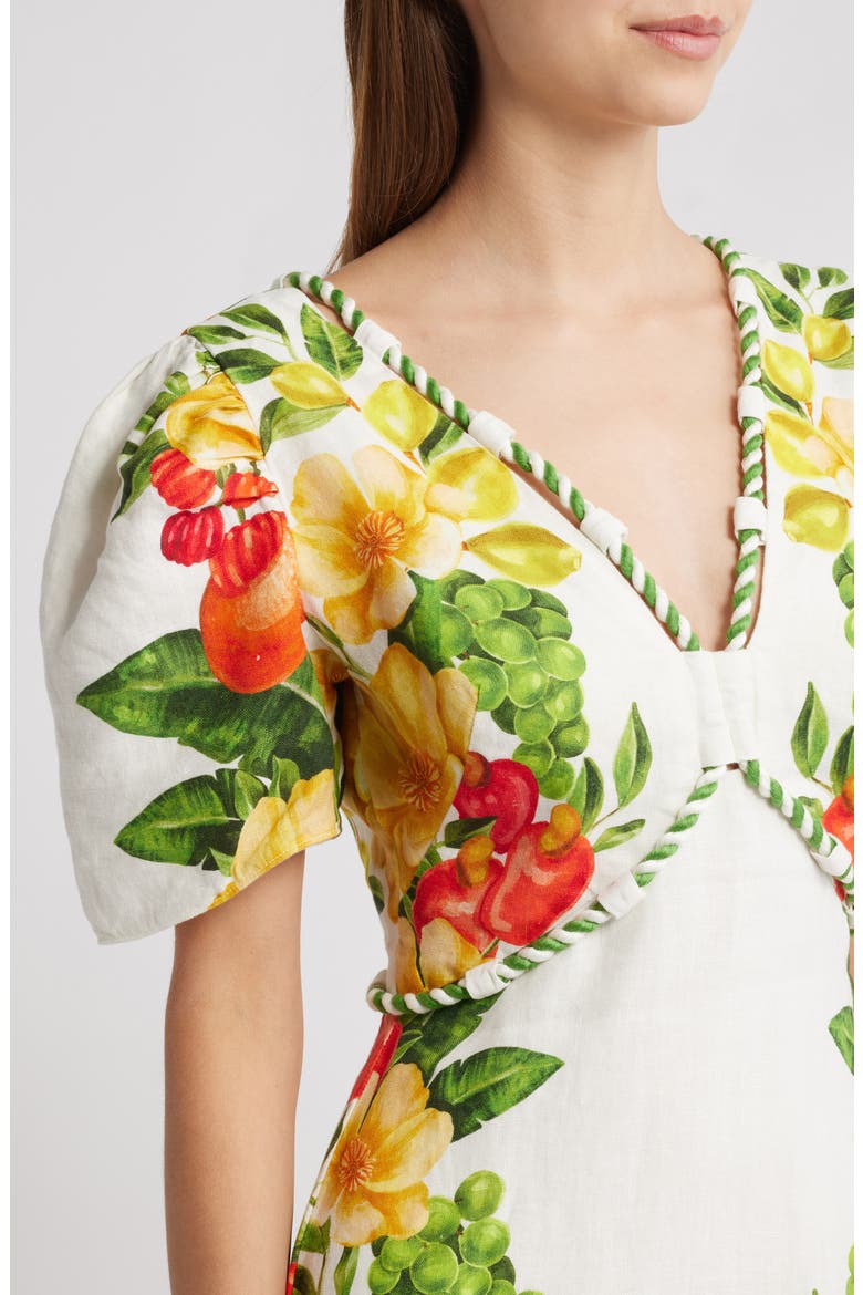 Picnic Flowers Linen Maxi Dress, Alternate, color, OFF-WHITE