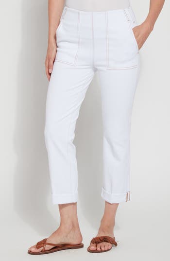 Lyssé Cropped Boyfriend Denim With Pockets In White