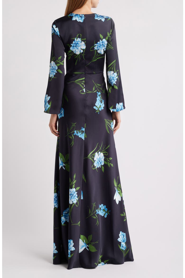 Alex Sequin Floral Long Sleeve Satin Crepe Gown, Alternate, color, NIGHT SKY BLUE OCULATA