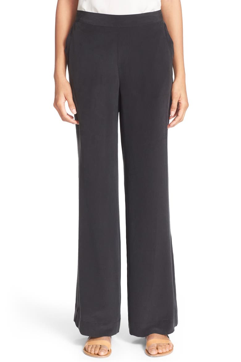 'Zinga' Silk Pants, Main, color, CAVIAR