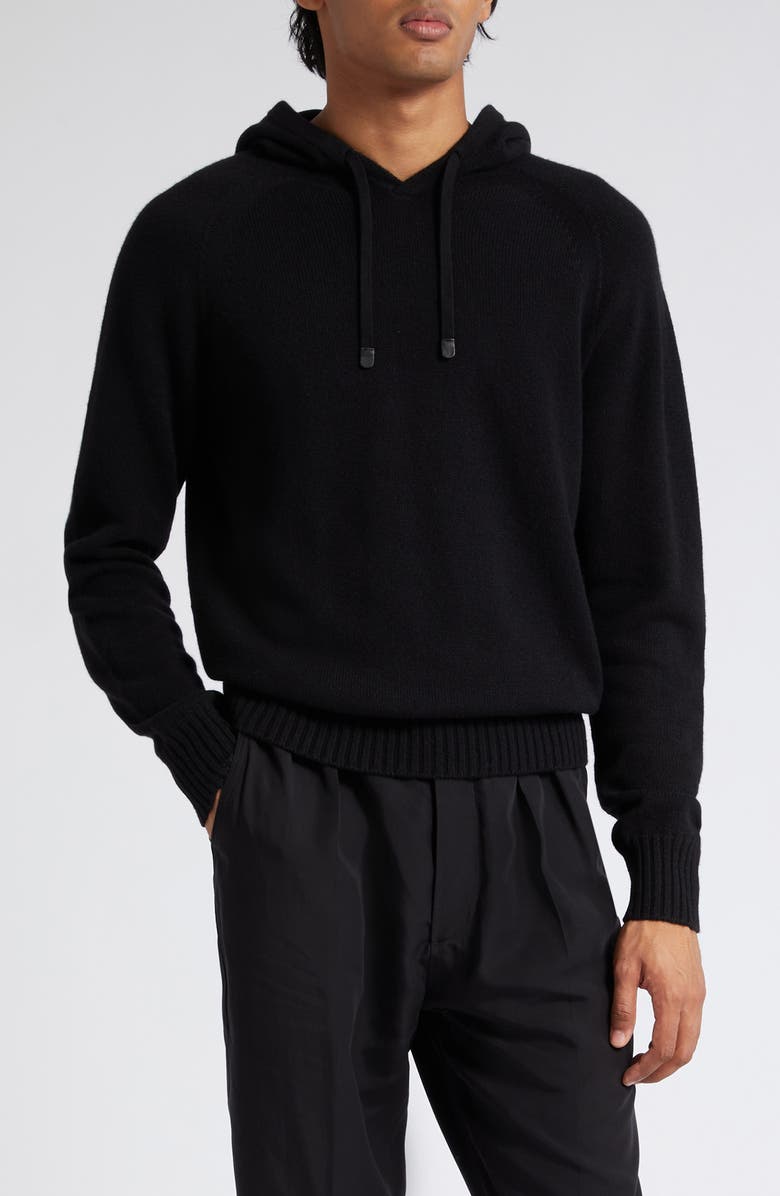 TOM FORD Cashmere Blend Hoodie Sweater, Main, color, Black