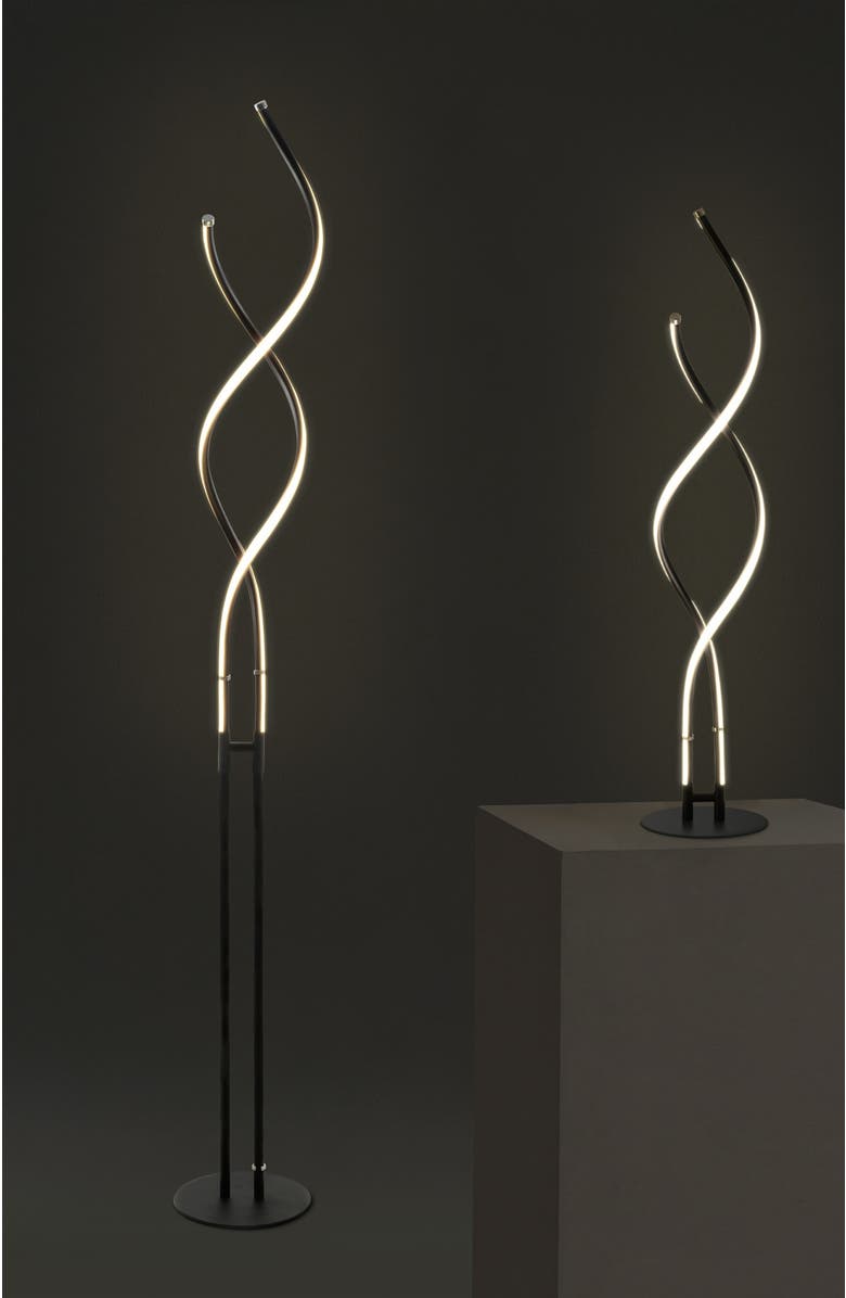 Brightech Embrace 60" LED Industrial 2-in-1 Table and Floor Lamp with Built-In Light Dimmer, Adjustable Height, Alternate, color, Classic Black