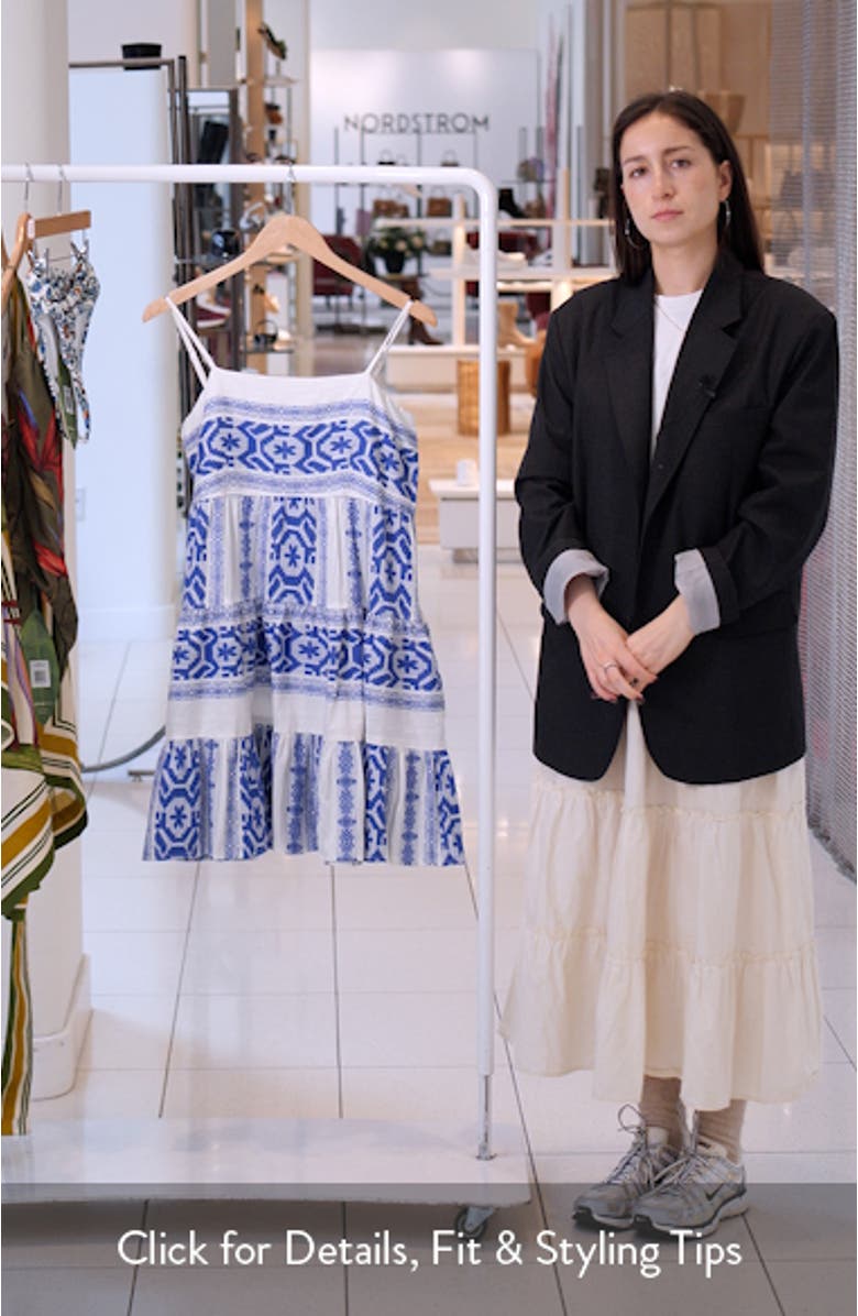 Embroidered Tiered Cotton Cover-Up Sundress, sales video thumbnail