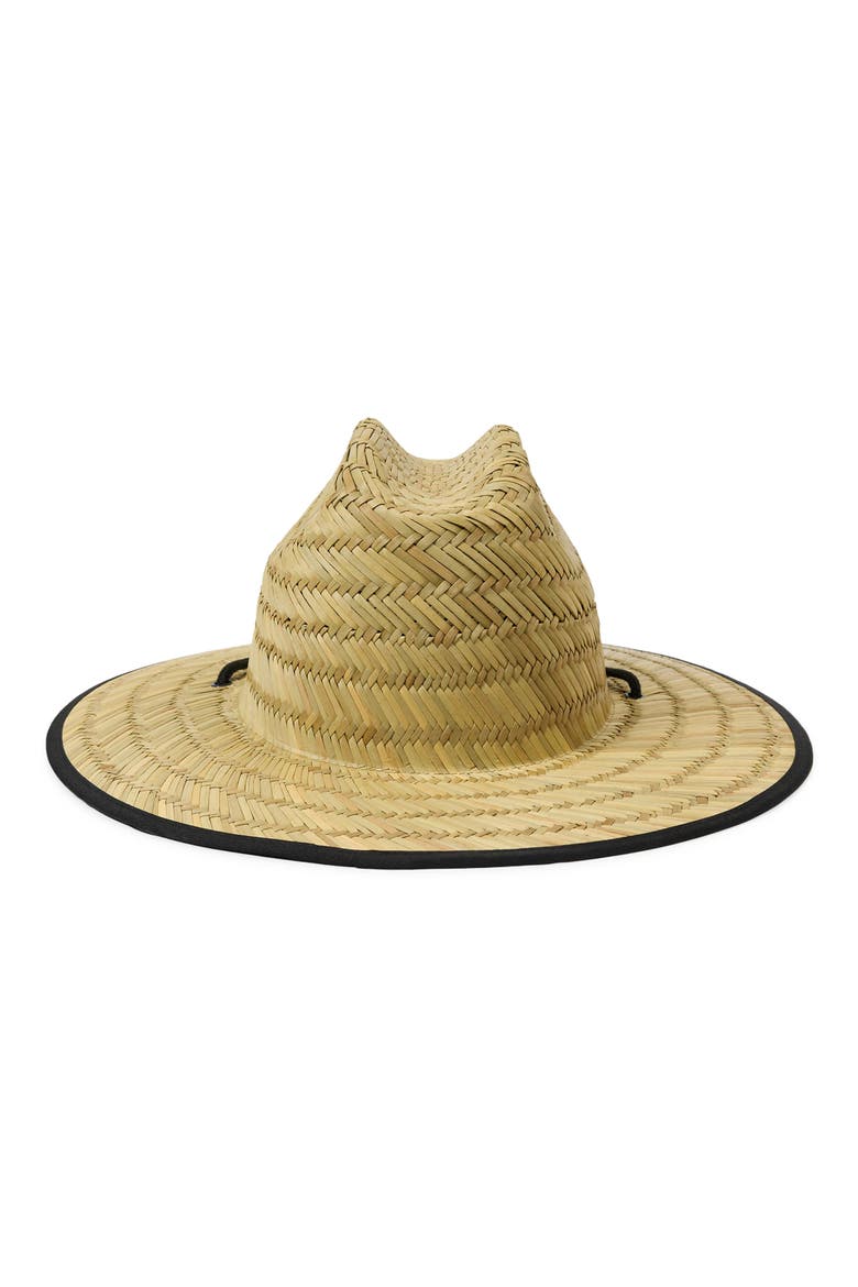 Tides Print Woven Straw Hat, Alternate, color, OFF BLACK
