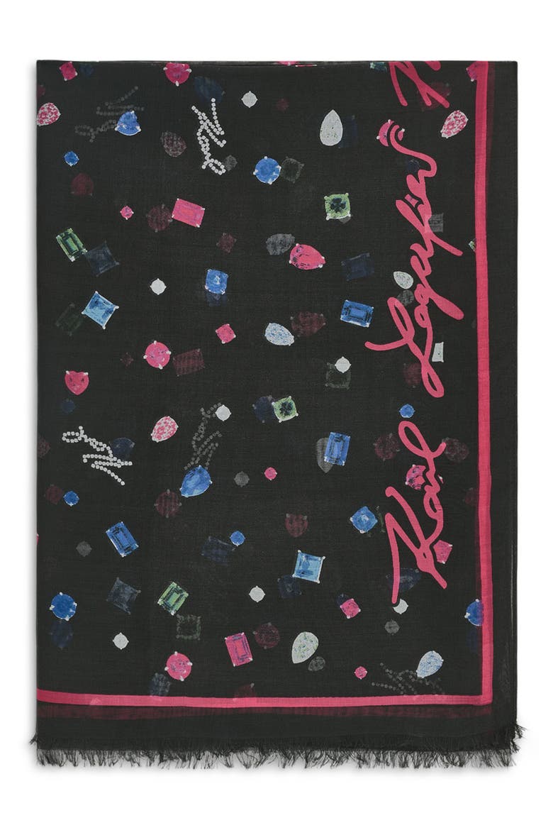 Jewel Logo Scarf, Main, color, BLACK