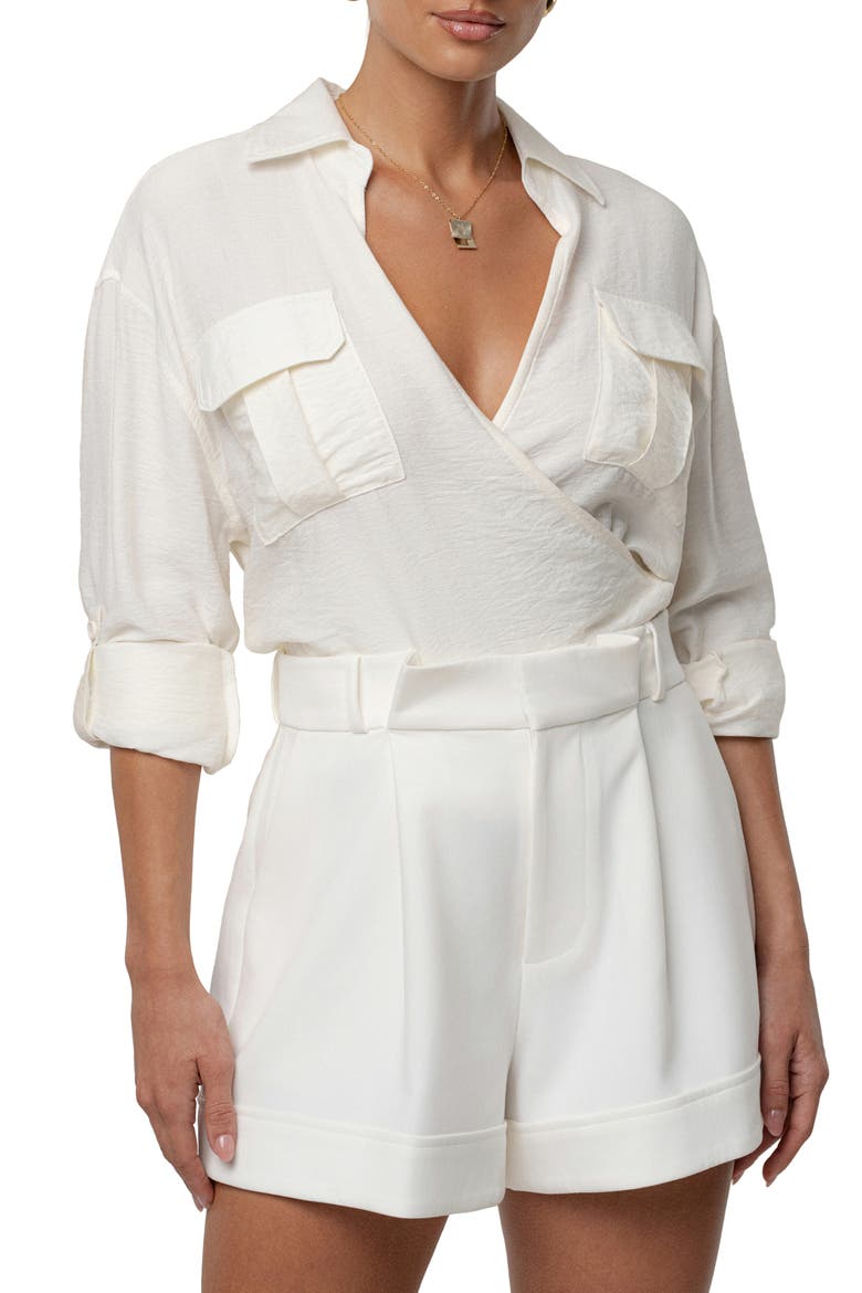 Drift Collared Cargo Long Sleeve Top, Main, color, IVORY