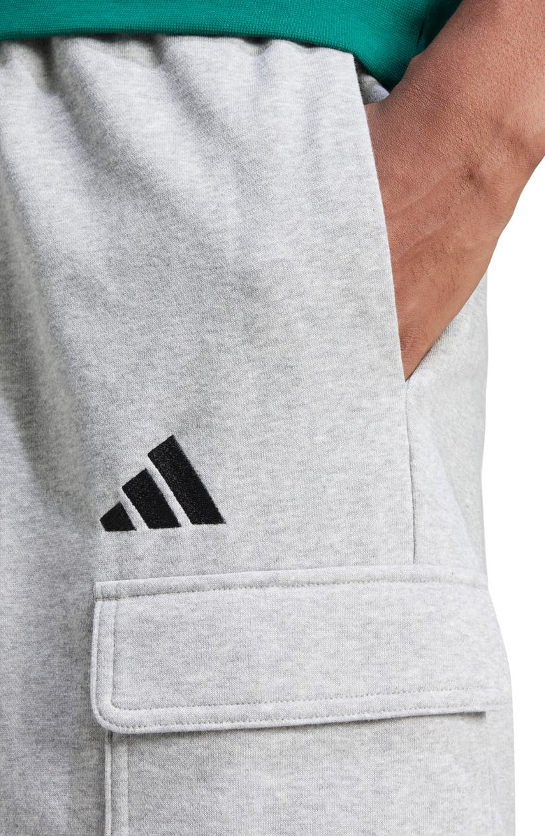 adidas Essentials Feel Cozy Cargo Shorts, Alternate, color, Medium Grey Heather/ Black