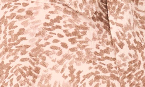 Vince Camuto Abstract Print Flutter Sleeve Midi Dress In Brown