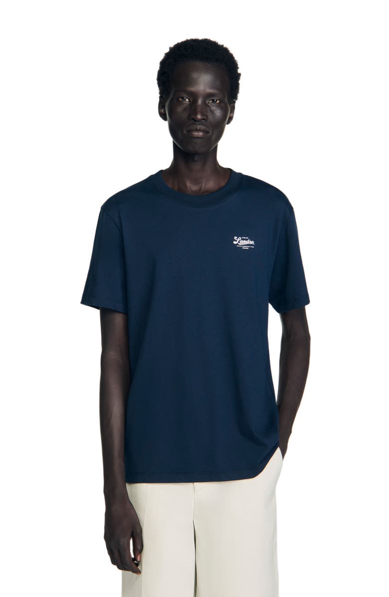 SANDRO T-shirt with appliqué logo, Main, color, Midnight Blue