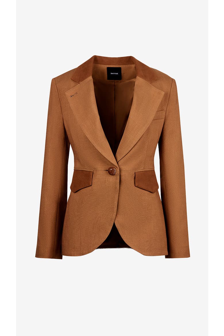 Blocked Seamed Blazer, Alternate, color, Saddle