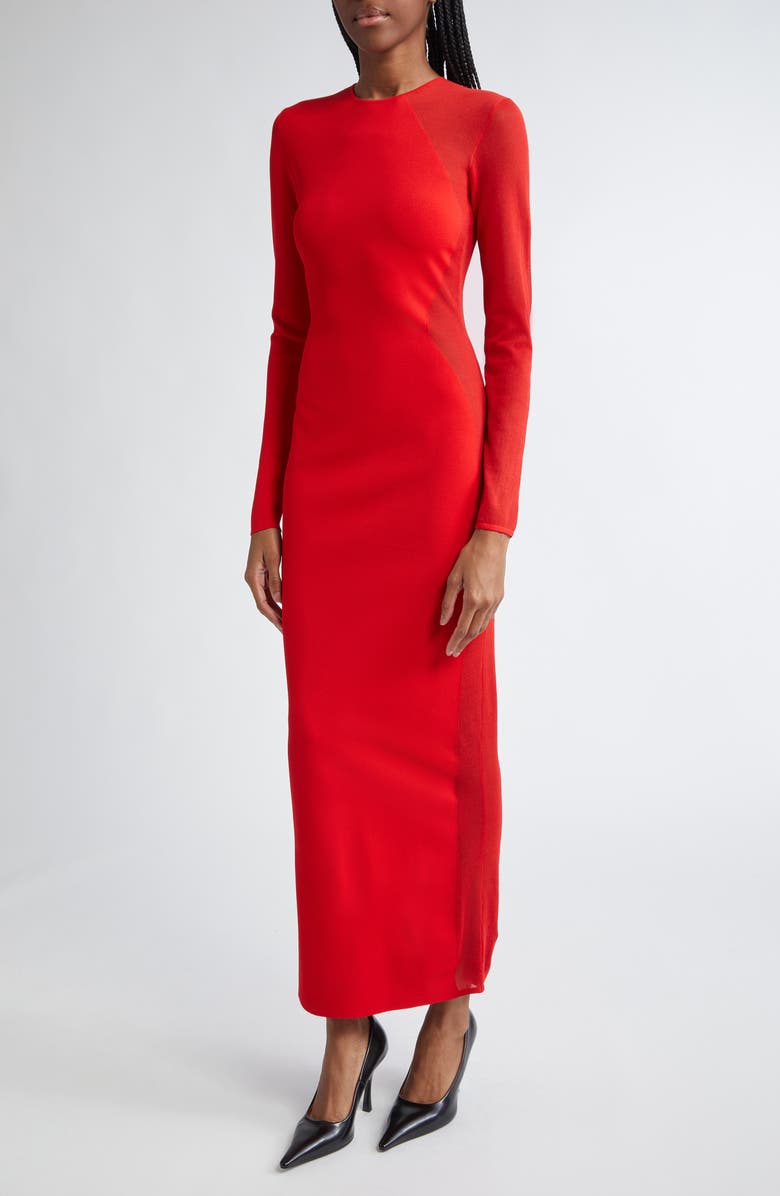 Stella McCartney Miracle Long Sleeve Compact Knit Dress, Alternate, color, Lipstick Red