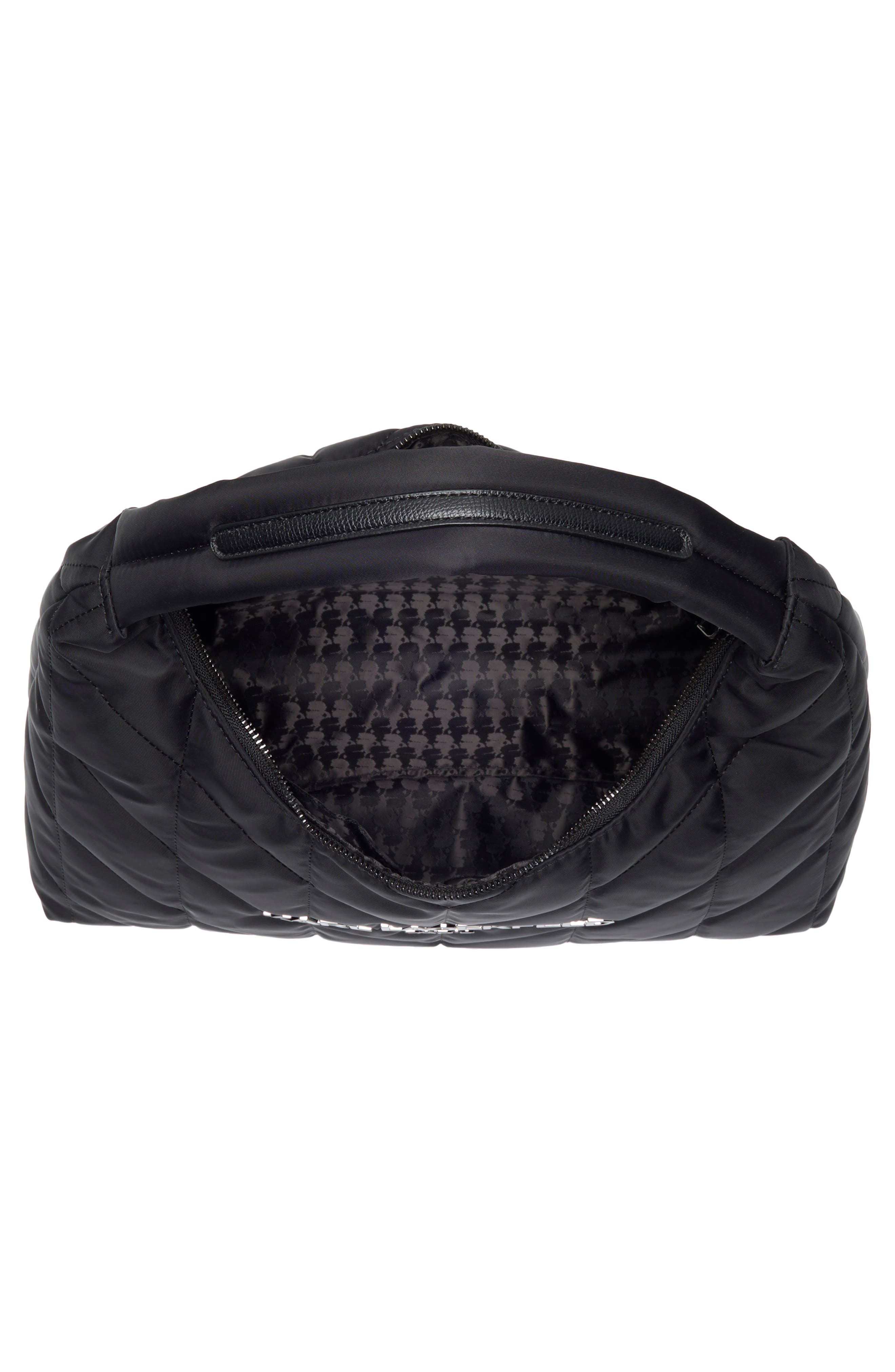 KARL LAGERFELD PARIS Voyage Quilted Nylon Hobo Bag, Alternate, color, Black/ Gunmetal