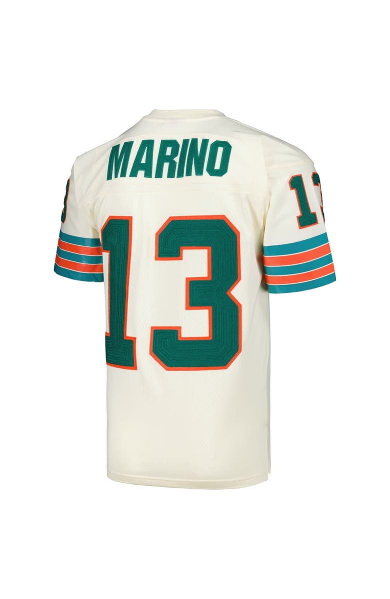 Mitchell & Ness Men's Mitchell & Ness Dan Marino Cream Miami Dolphins Chainstitch Legacy Jersey, Alternate, color,
