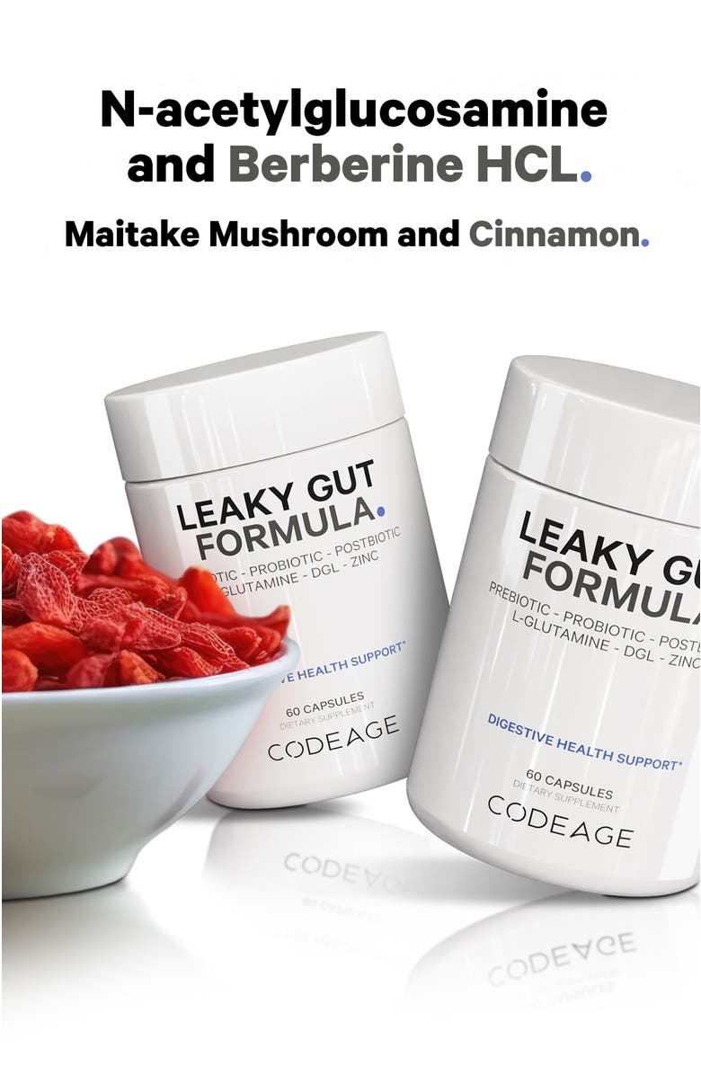 Codeage Leaky Gut L-Glutamine + Probiotics Supplement, Alternate, color, White