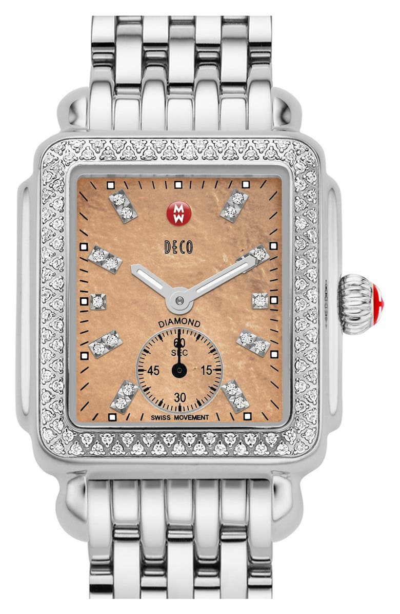 MICHELE 'Deco 16 Diamond' Diamond Dial Watch Case, 29mm x 31mm, Alternate, color,