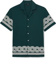 Reiss Arden Embroidered Cotton Blend Camp Shirt