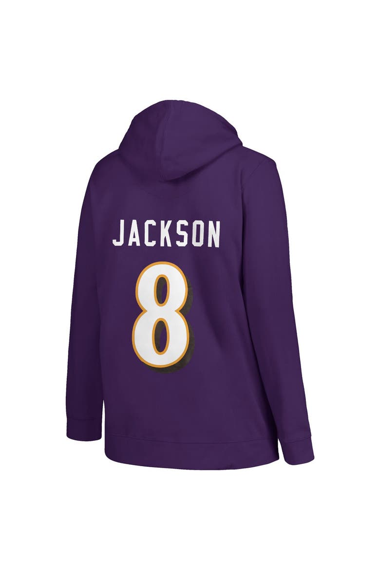 Women's Profile Lamar Jackson Purple Baltimore Ravens Plus Size Player Name & Number Pullover Hoodie, Alternate, color, Purple
