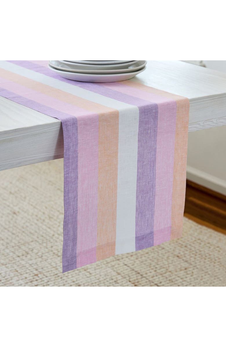 Solino Home Linen Table Runner for Dining Table, Holiday and Everyday Table Decor - Gelato Stripe, Main, color, 