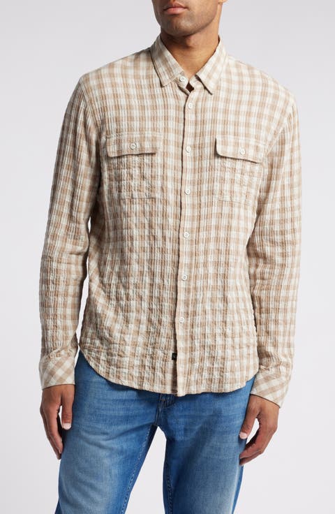Powell Check Herringbone Button-Up Shirt