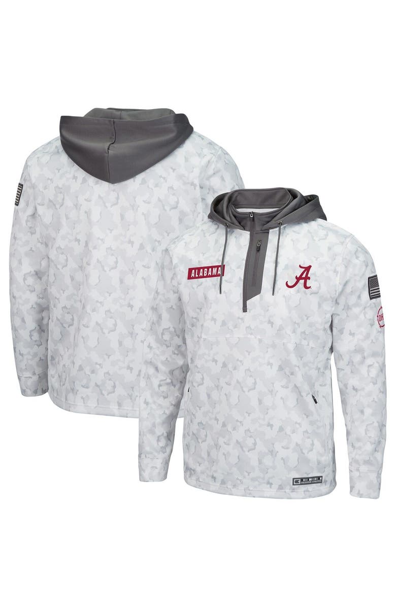 COLOSSEUM Men's Colosseum Arctic Camo Alabama Crimson Tide OHT Military Appreciation Quarter-Zip Hoodie, Main, color, Arctic Camo