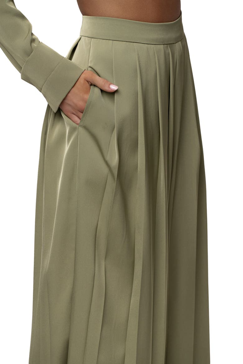 Clara Wide Leg Pleated Trousers, Alternate, color, Olive