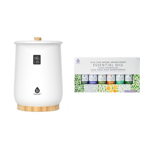 Home Spa Bucket Towel Warmer Bundle - Large-Capacity Warmer with Adjustable Heat (20-90 Min) + 6 Essential Oils
