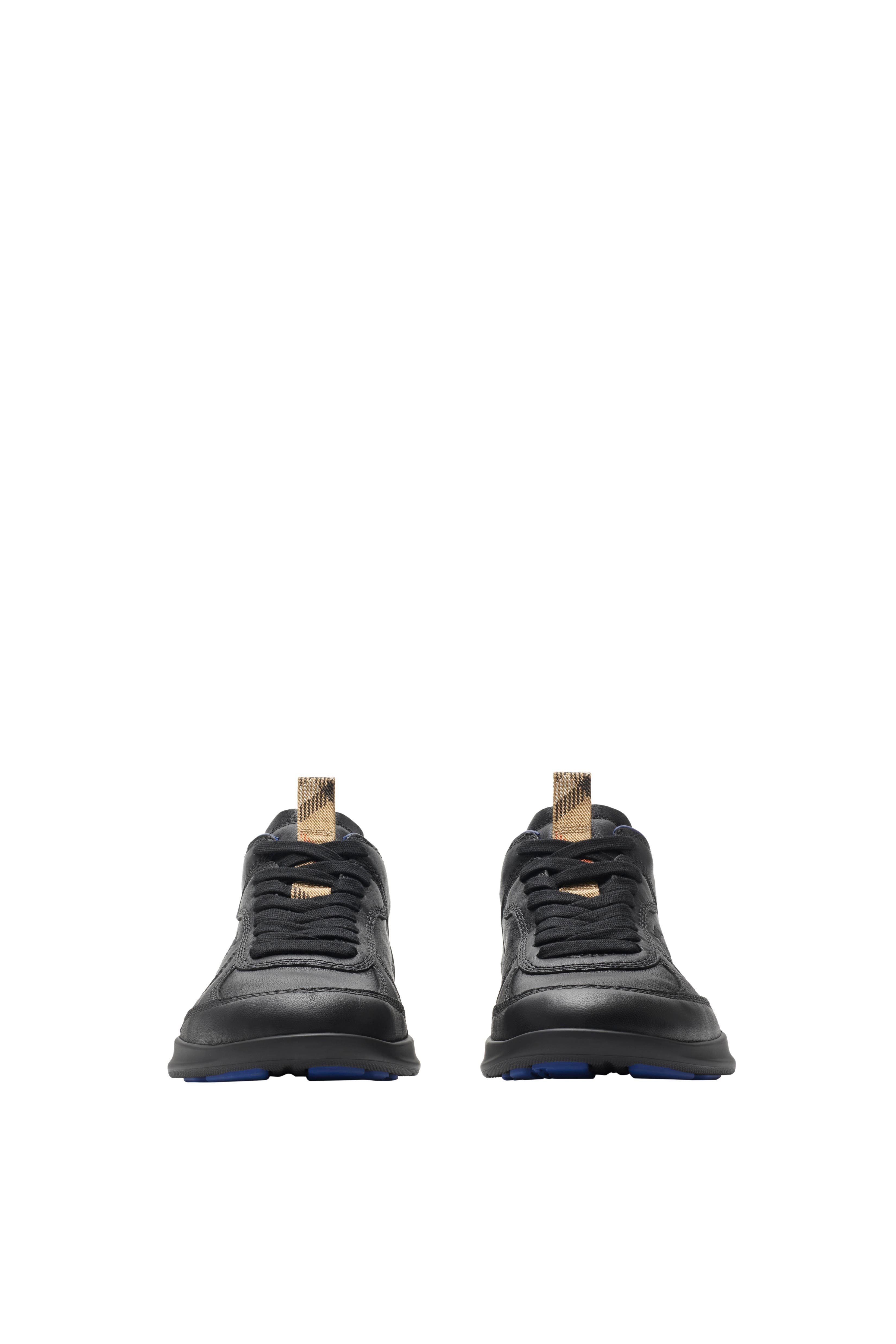 Burberry Leather Matrix Sneakers, Alternate, color, Black