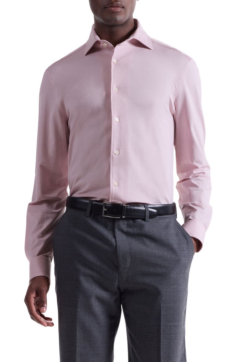 Devon OoohCotton® Houndstooth Button-Up Shirt, Main, color, DUSTY PINK