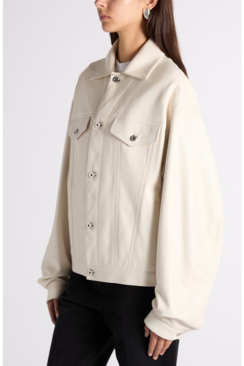 Intrecciato Detail Lambskin Leather Jacket, Alternate, color, 9107 PARCHMENT