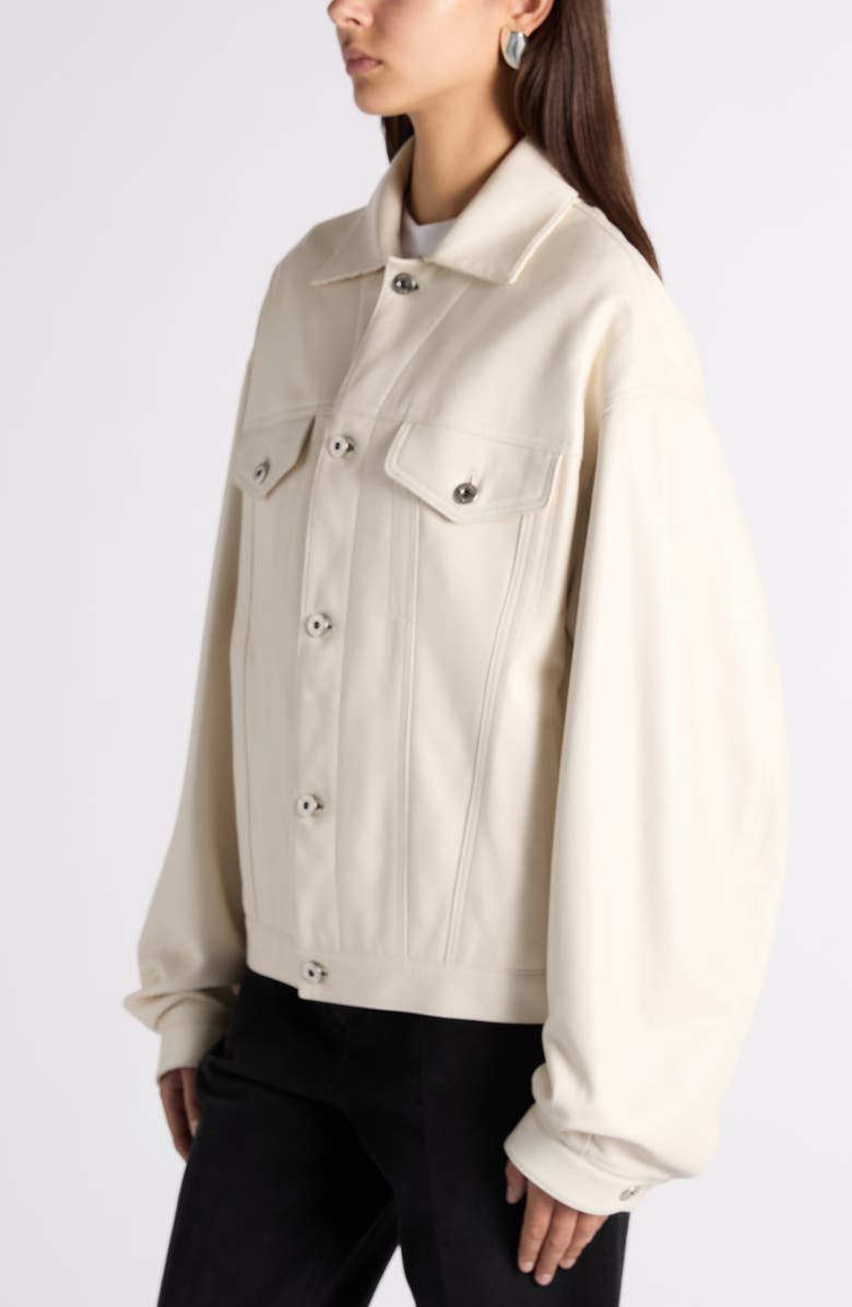 Bottega Veneta Intrecciato Detail Lambskin Leather Jacket, Alternate, color, 9107 Parchment