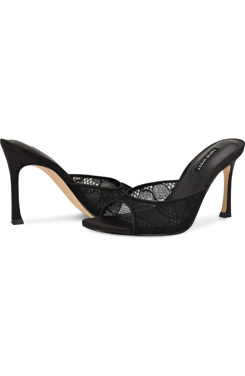Nine West Kiscop Lace Slide Sandal, Alternate, color, Black