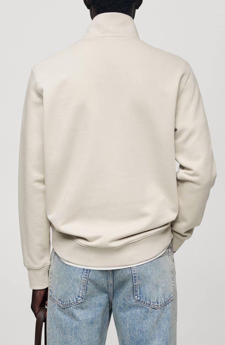 MANGO Regular Fit Half Zip Cotton Sweatshirt, Alternate, color, Ice Grey
