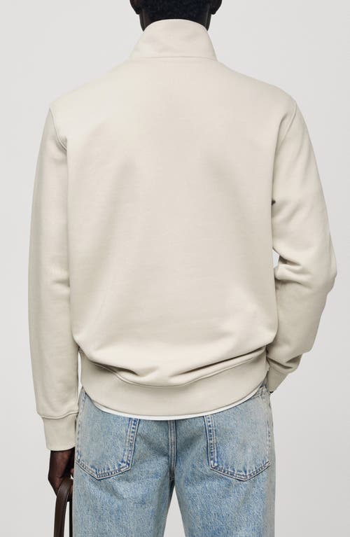 Mango Regular Fit Half Zip Cotton Sweatshirt In Ice Grey