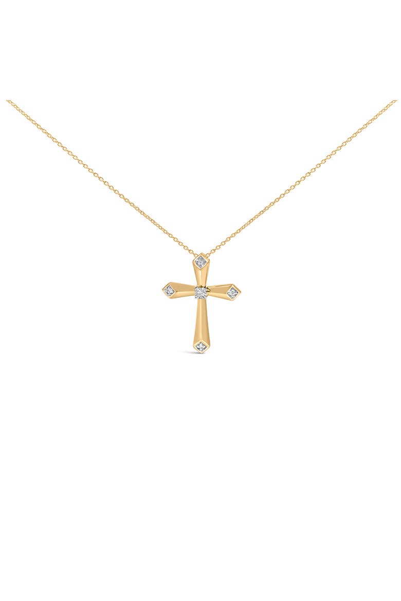 Gold Vermeil Diamond Accent 5 Point Cross Pendant Necklace, Main, color, Silver